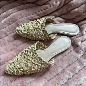 Mango Women’s Woven Raffia Mules – Size 39